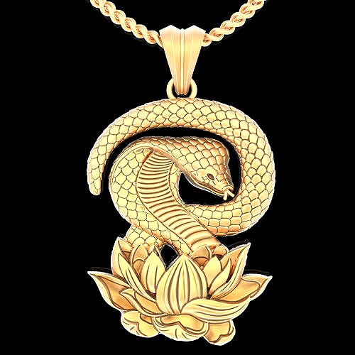 Snake lotus pendant silver gold printable jewelry 3D model | 3D