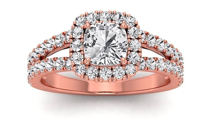 Solitaire Wedding Engagement Women Ring Cathedral Ring | 3D