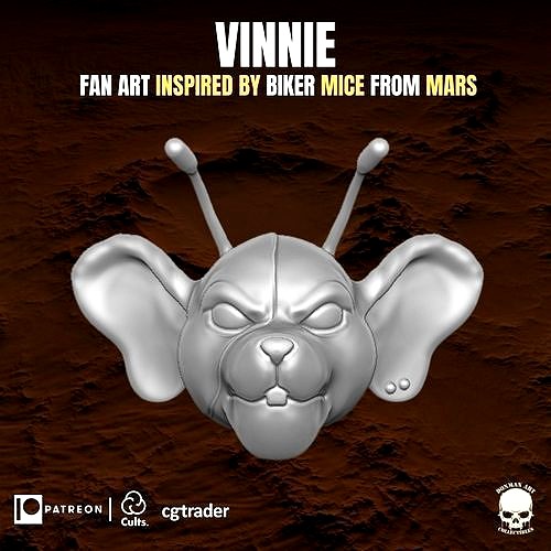 Vinnie fan art head for action figures inspired by BMFM | 3D