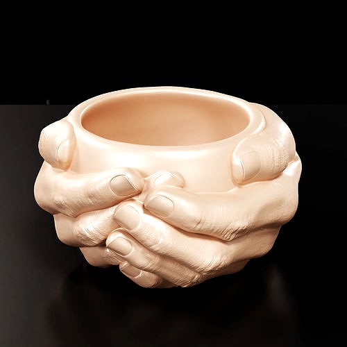 3D model Cupping Hands Pot planter with drainage | 3D