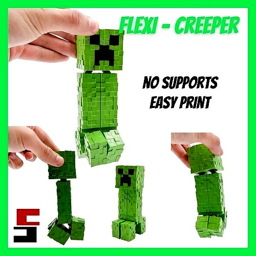 MINECRAFT FLEXI-CREEPER ARTICULATED PRINT IN PLACE CREEPER | 3D