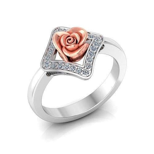 Solitaire Engagement Rose Ring Propose Rose Rings | 3D