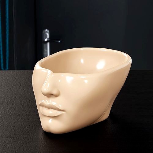 Half face Plant Pot with drainage | 3D