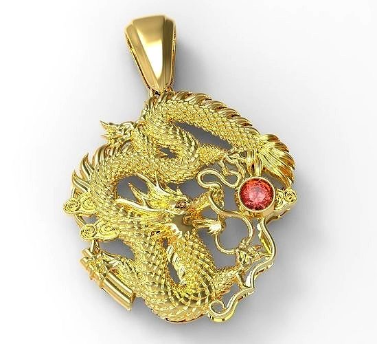 Vintage dragon pendant | 3D