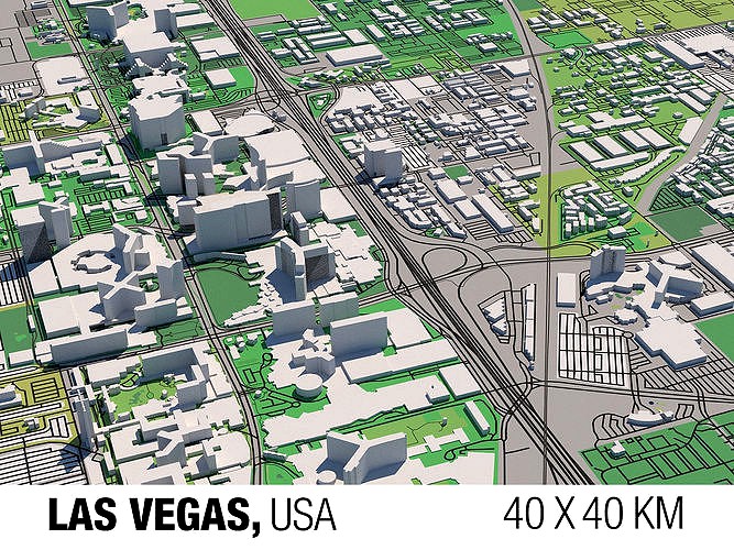 Las Vegas Nevada 40x40km 3D City Map