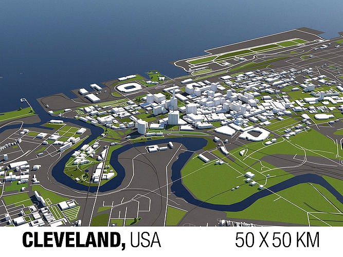 Cleveland 50x50km City Map