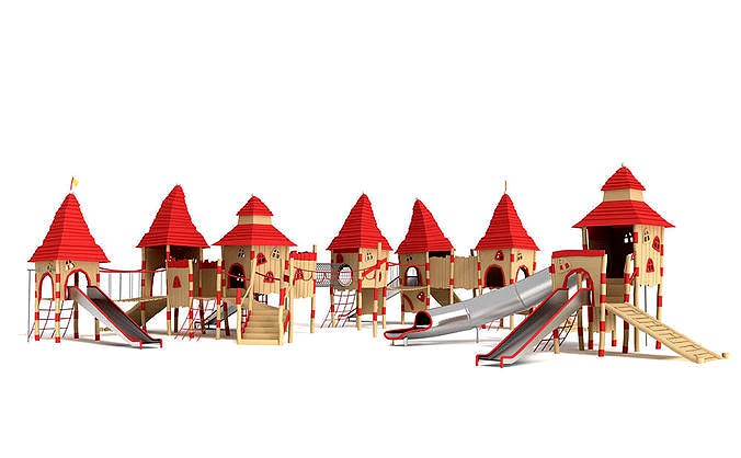Forest castle wooden playground set