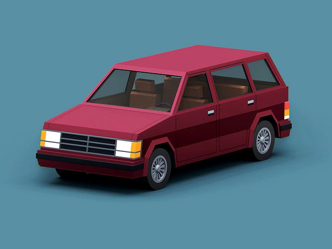 Stylized Cartoon Minivan 80s