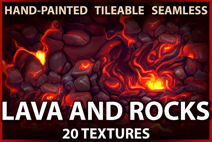 Lava and Rocks 20 Textures Hand-painted Seamless and Tileabl