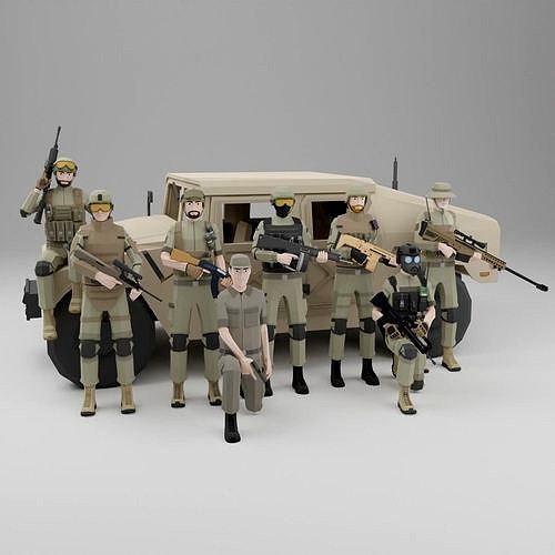 Low poly Soldiers Rigged