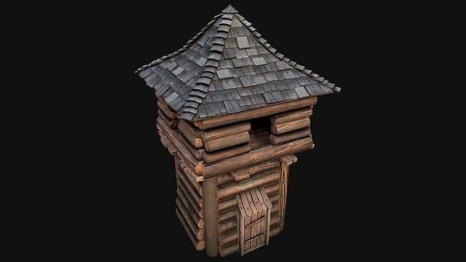 Medieval Wooden Tower with Roof