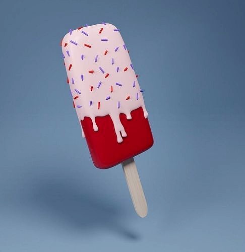 Ice Cream with Wooden Stick and Sprinkles