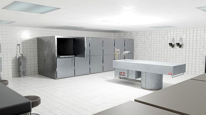 Modular Morgue With PBR Materials Low-poly 3D model