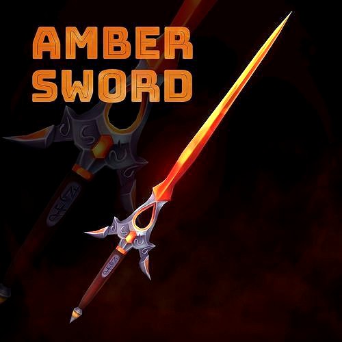 Handpainted Fantasy Amber Sword