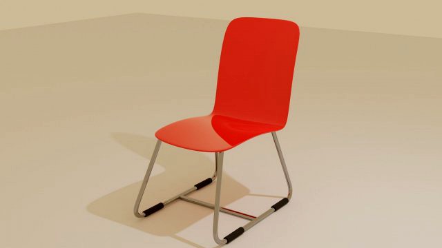 Low Poly 3D Red Chair Model