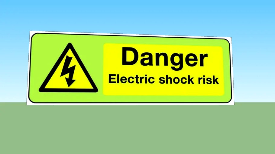 Danger Electric shock risk sign in photoluminescent