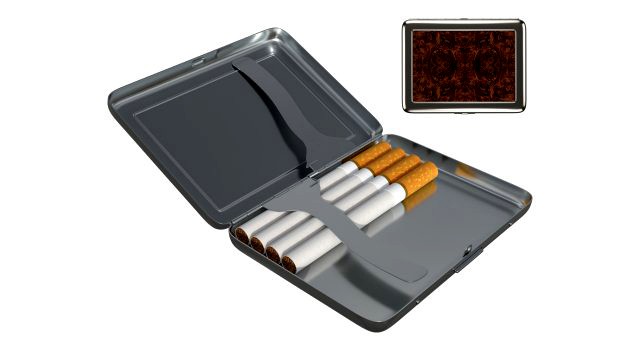 Metal cigarette case box 03 open