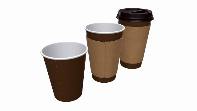 disposable paper coffee cup plastic lid and sleeve