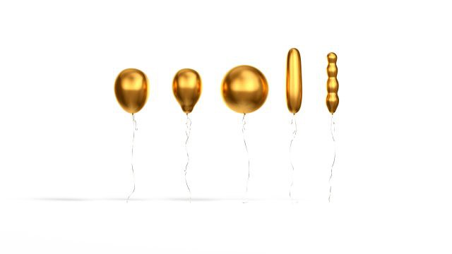 Gold Helium Balloons Set 5 foil gift balloon shapes