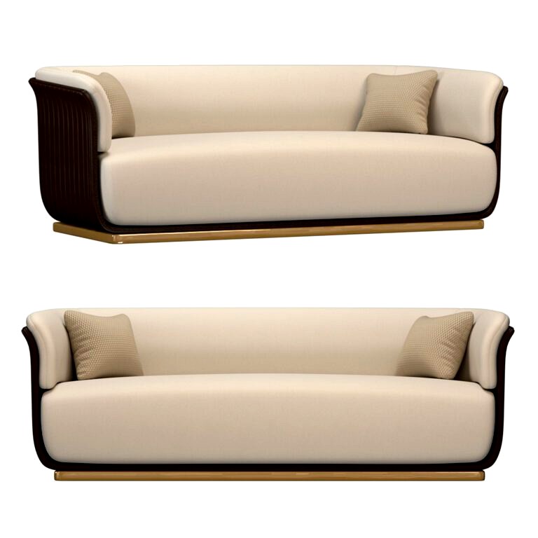 Modern Off-White & Brown Sofa for 3 Seaters Microfiber Leather Upholstery Rectangle (341051)