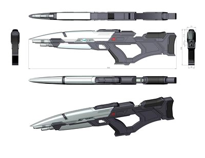 general views drawing of the phaser rifle from the movie star trek into darkness 2013