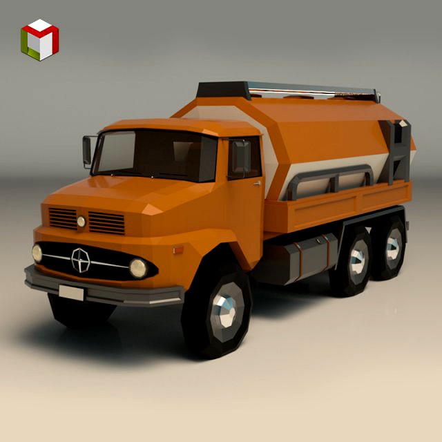 low poly vintage truck 03