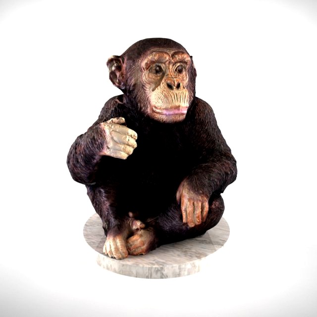 sculpture of sitting chimpanzee
