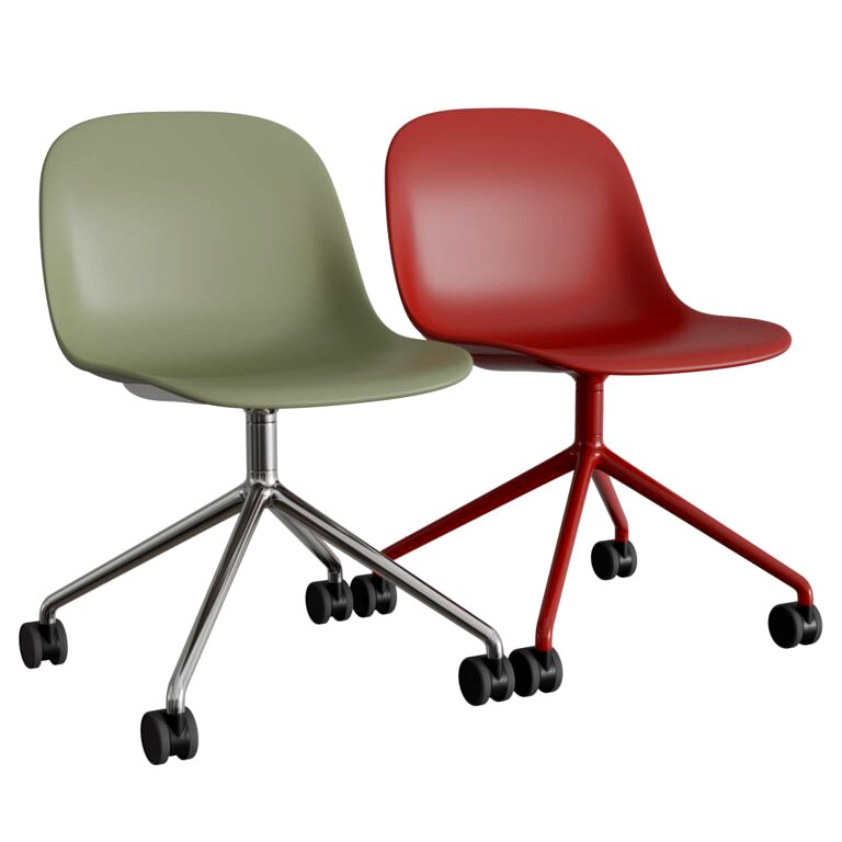 Fiber Side Chair Swivel W.Castors (343503)