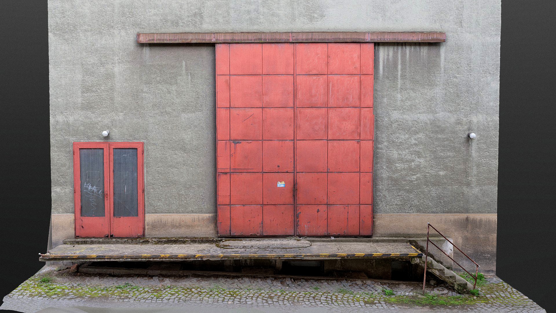 Hangar door with ramp