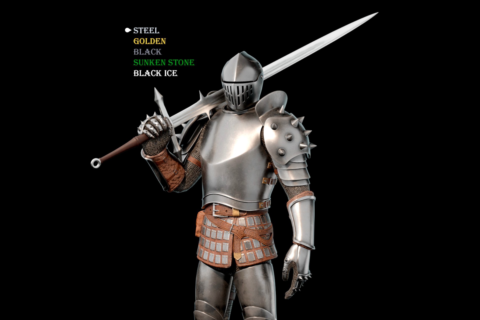 Knight in 5 variations (With long sword)