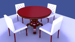 DINING TABLE AND CHAIRS  Angelo Brustolin