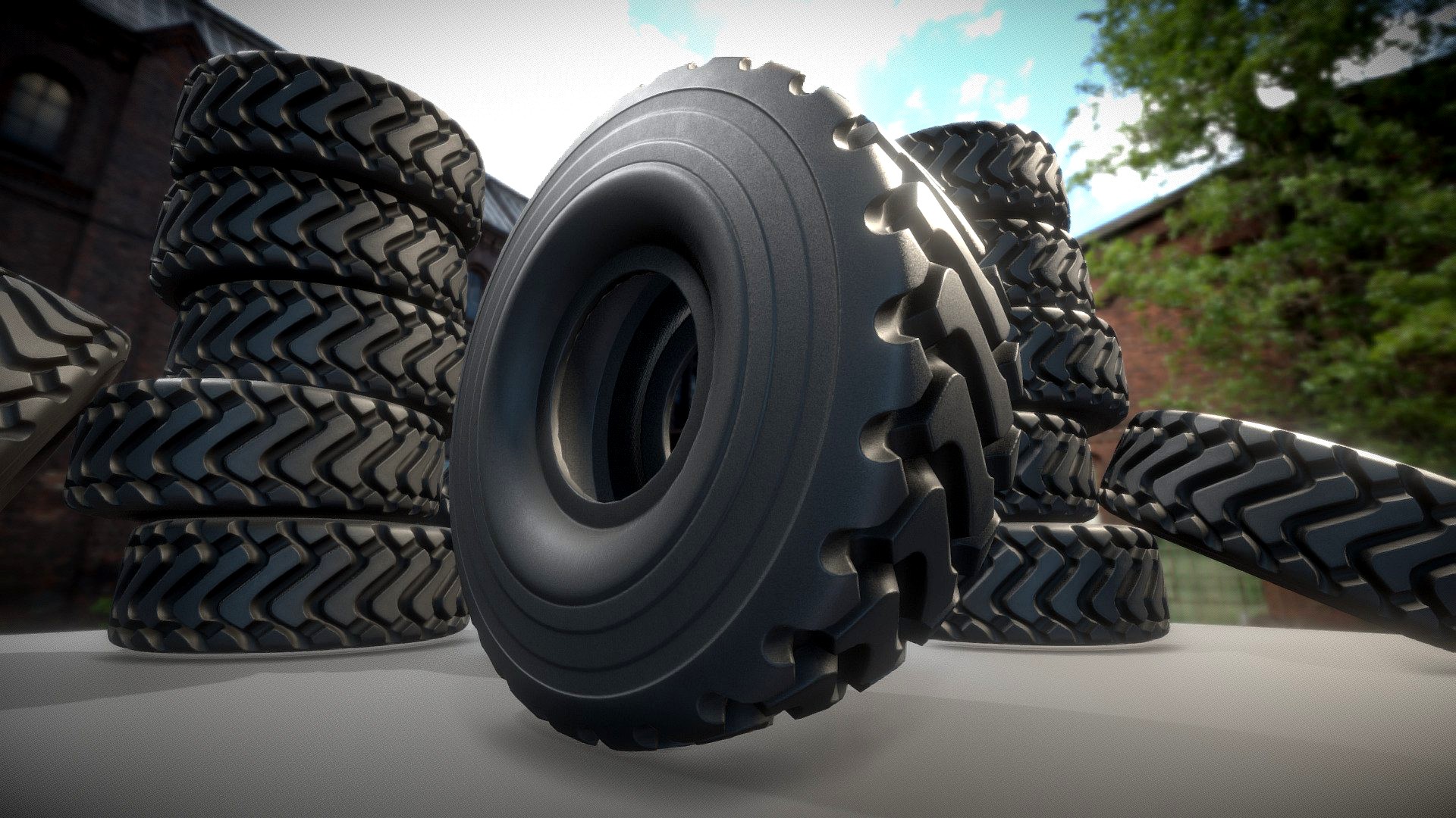 Wheel Loader Tyres (Low-Poly Version)