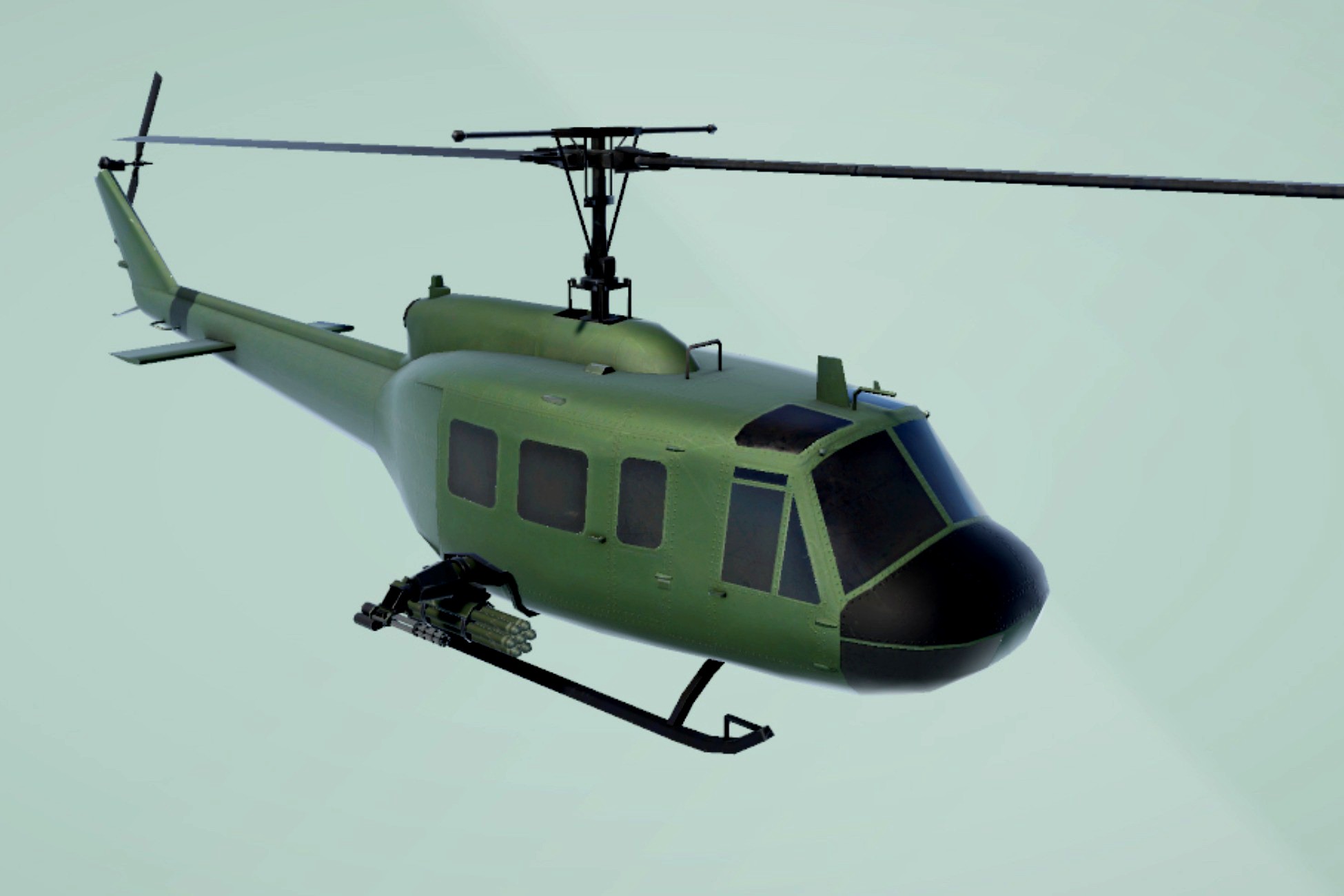 Helicopter Bell CH-118 Iroquois lowpoly gameready Low-poly 3D model