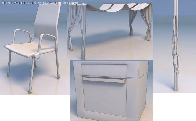 Chairs tent desk 3D Model