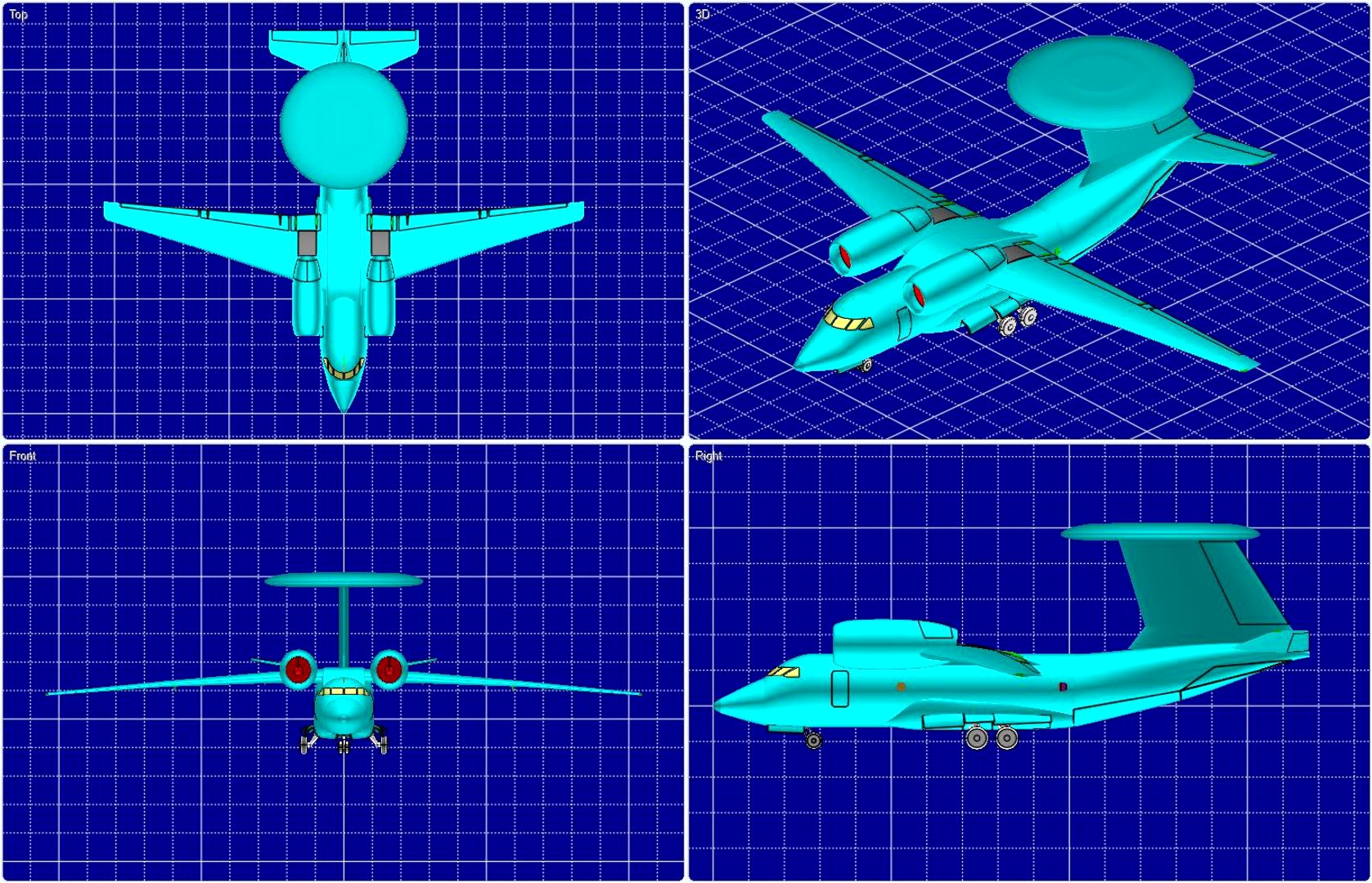 An-71 Madcap (Rev) AEW Aircraft Solid Assembly Model