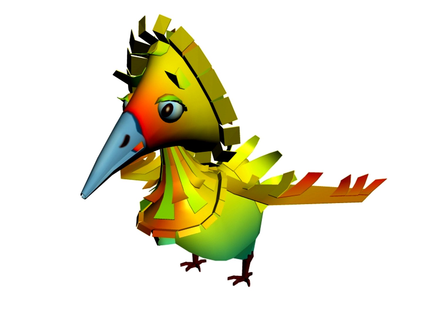 Funny cartoon bird LOW POLY  3DMAX 9.RAR, OBJ, FBX, 3DS