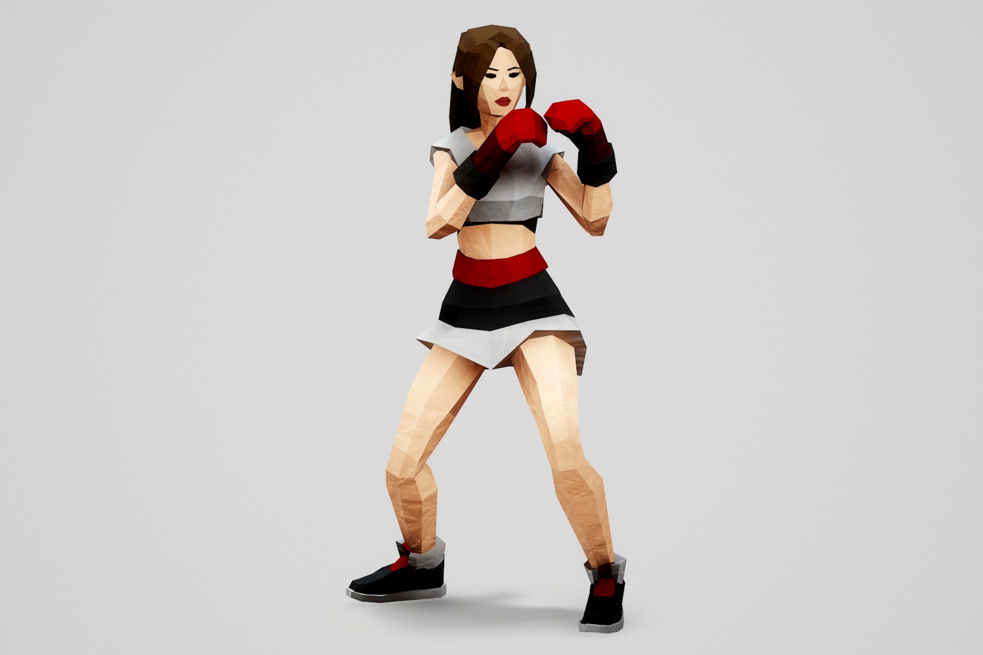 BOXER GIRL - LOW POLY STYLE CHARACTER