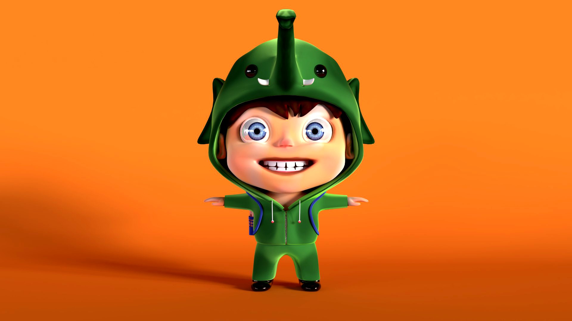 Stylized boy character with hoodie