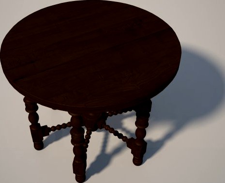 Round Wooden Table 3D Model