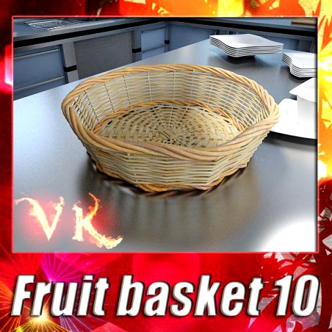 Wicker Fruit or Bread Basket 3D Model