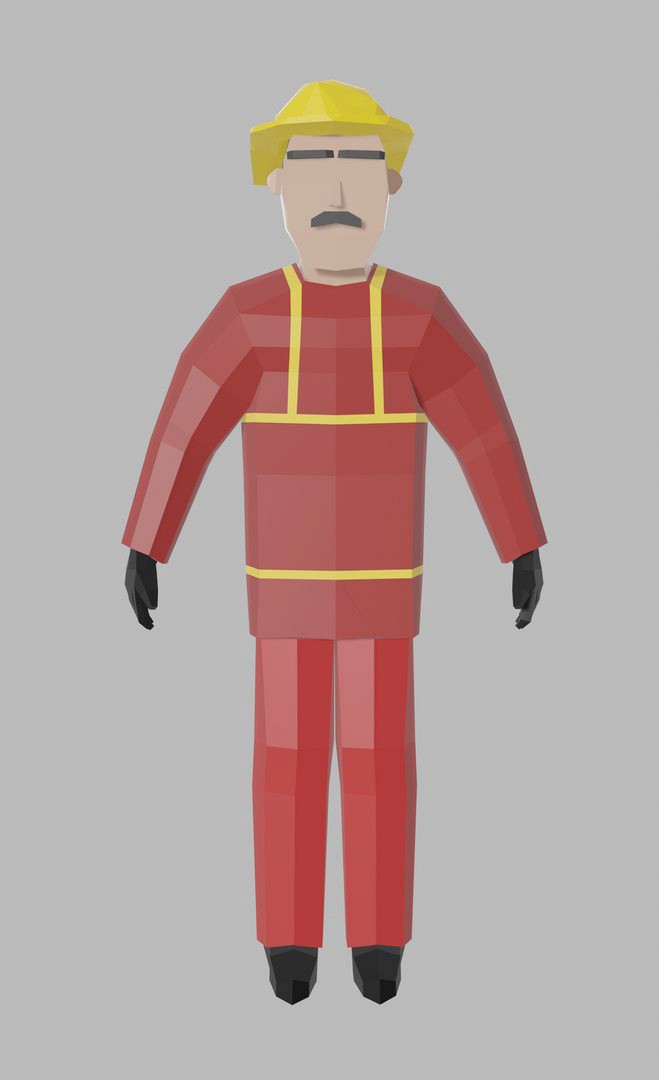 Low Poly Firefighter rigged Unity