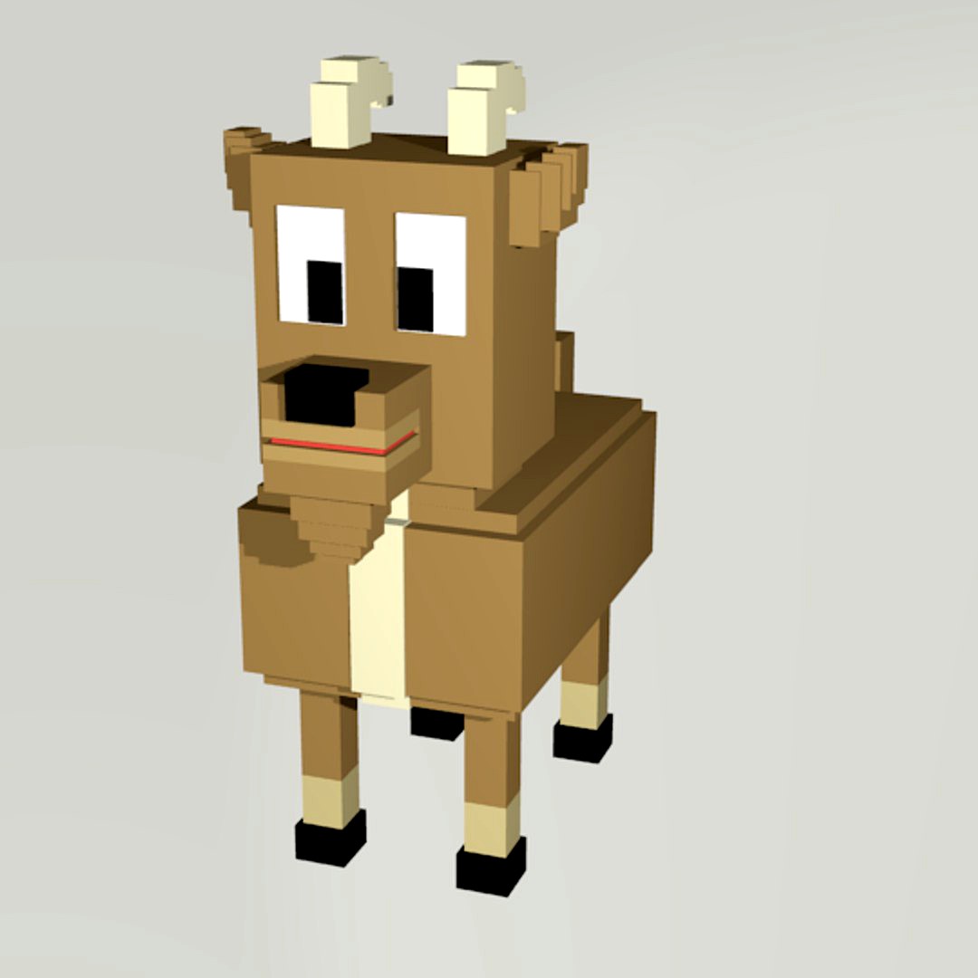 low poly goat Voxel goat