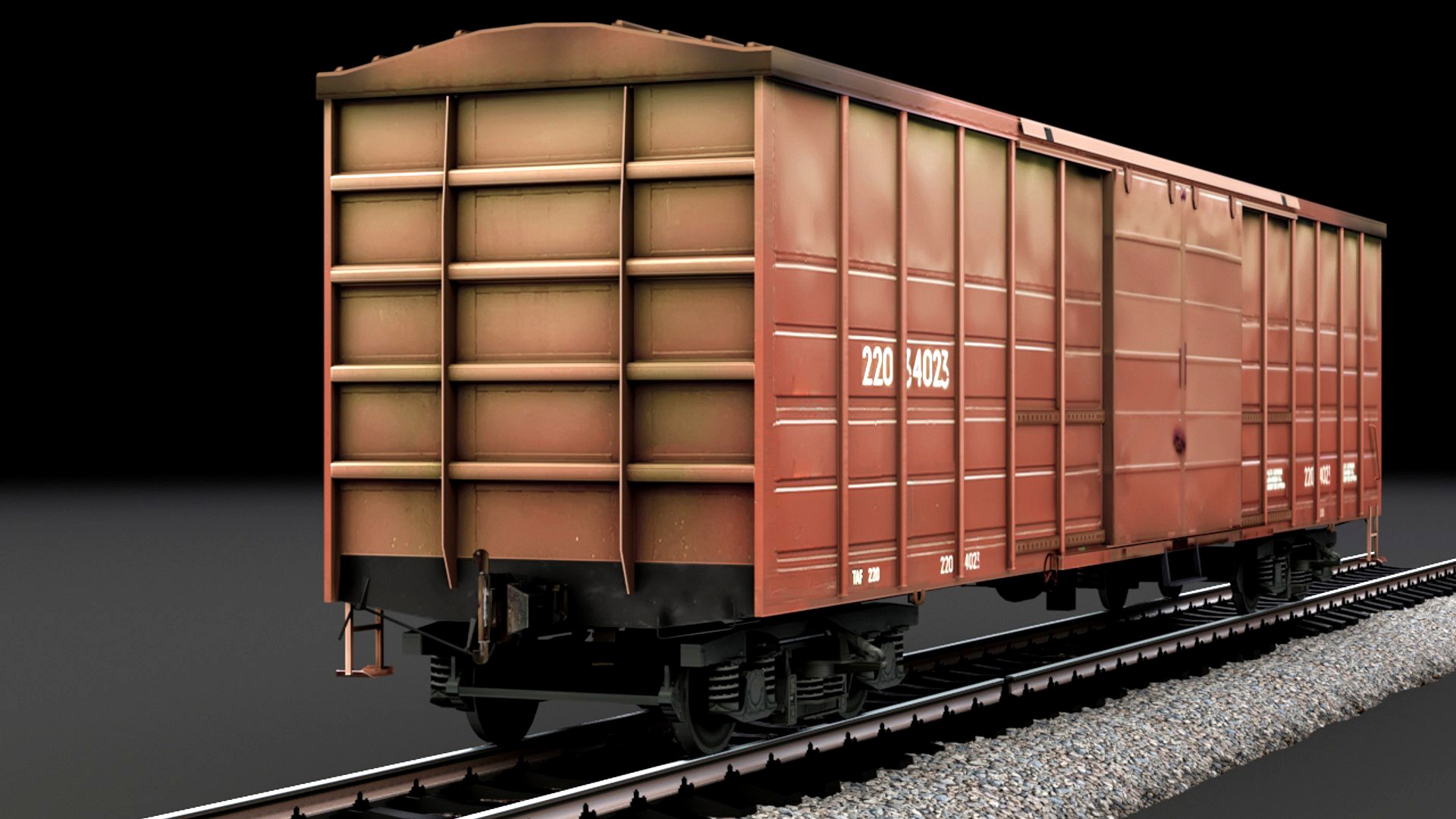 covered cargo boxcar Low-poly 3D model