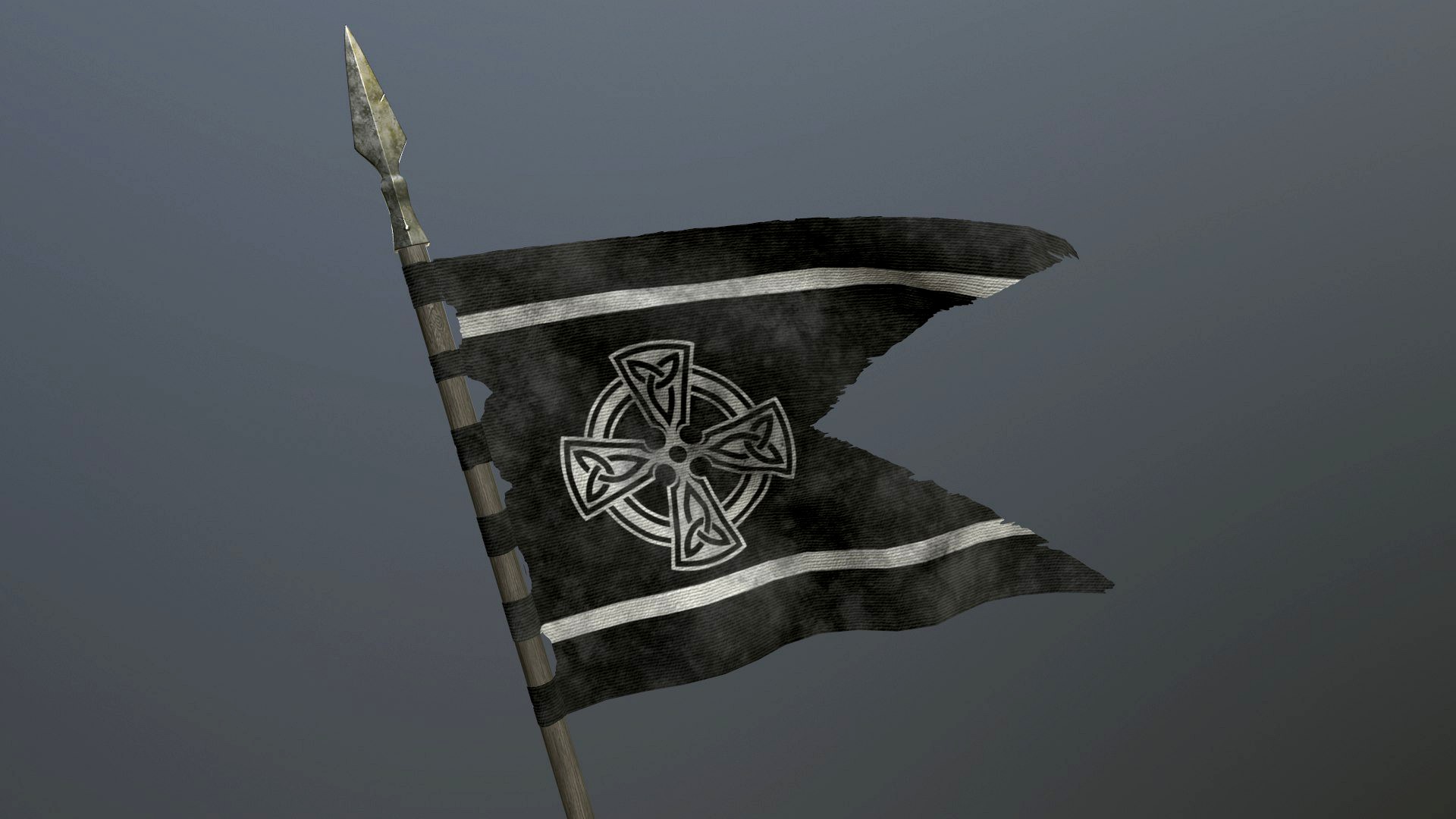 Medieval flag on the spear