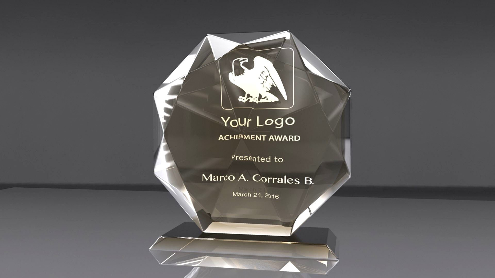 Octagon award glass