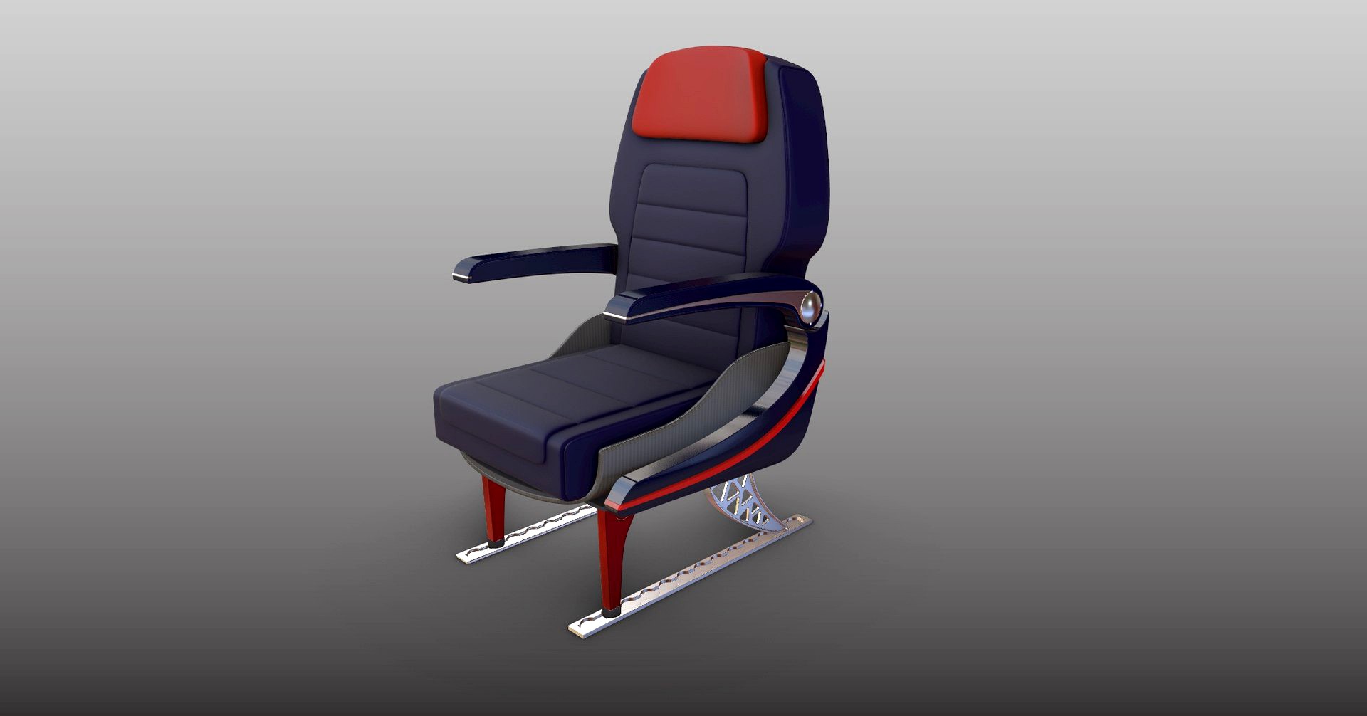 Aircraft Passenger Seat Rhino3D V7,FBX and STEP formats