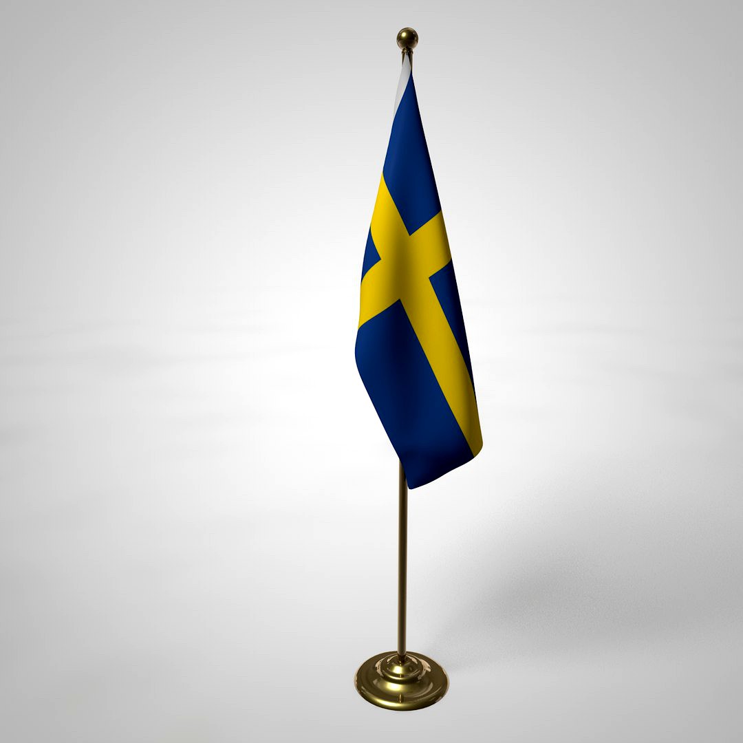 Sweden Flag and Pole