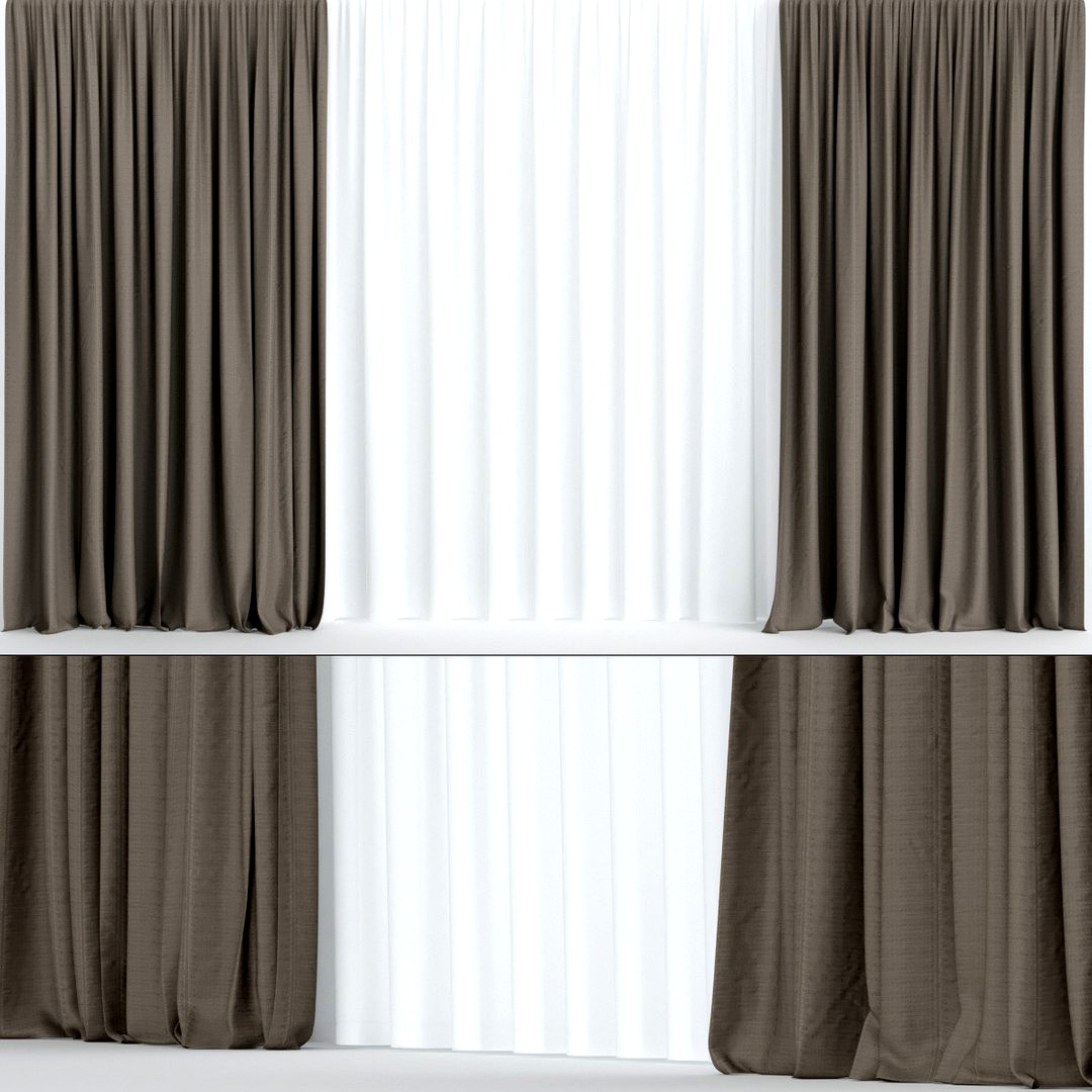 Wide brown curtains