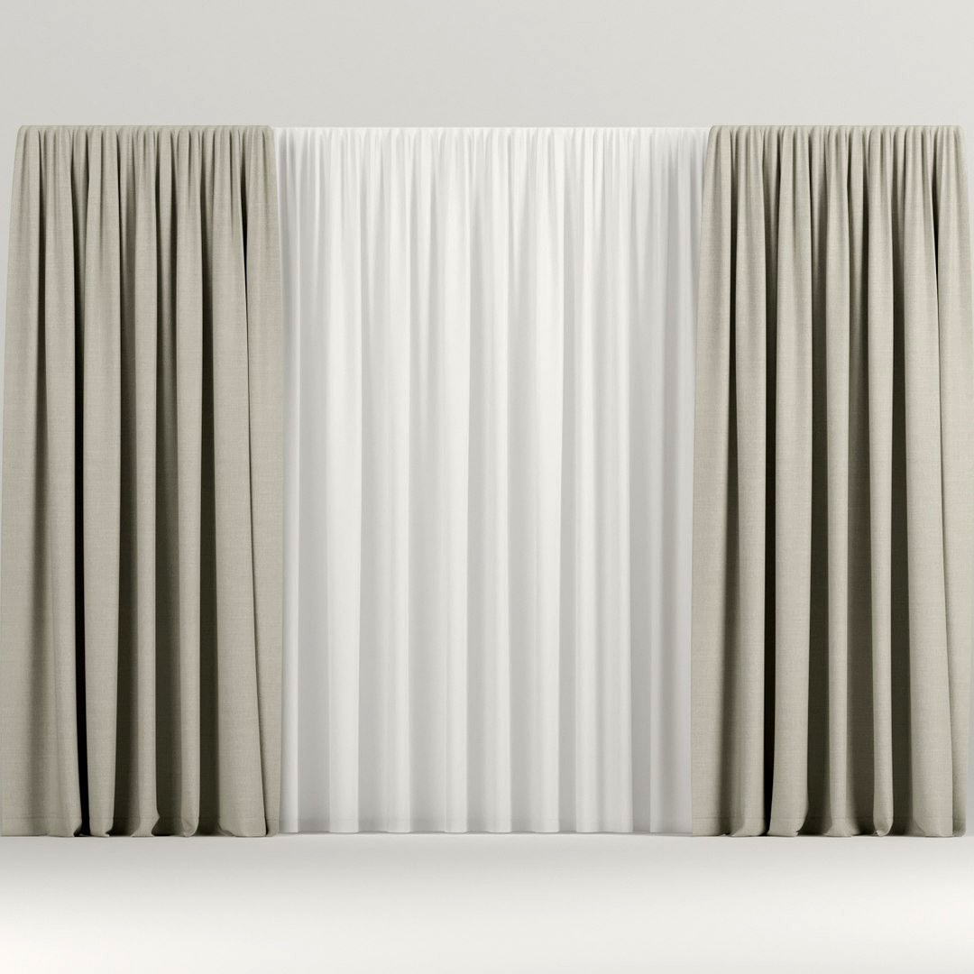 Wide beige curtains