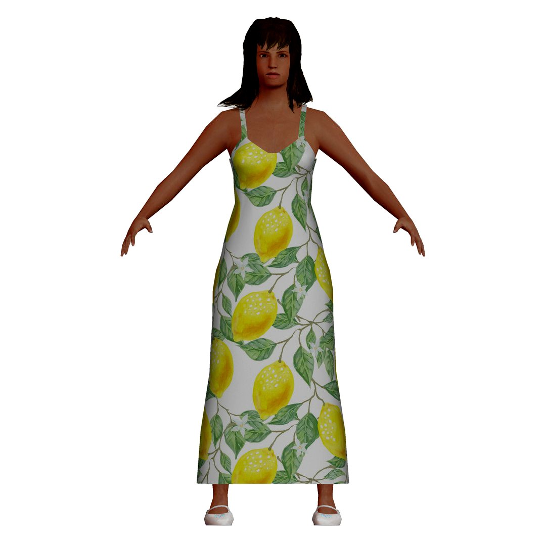 Low-Poly Woman wearing a dress